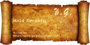 Wald Gergely névjegykártya